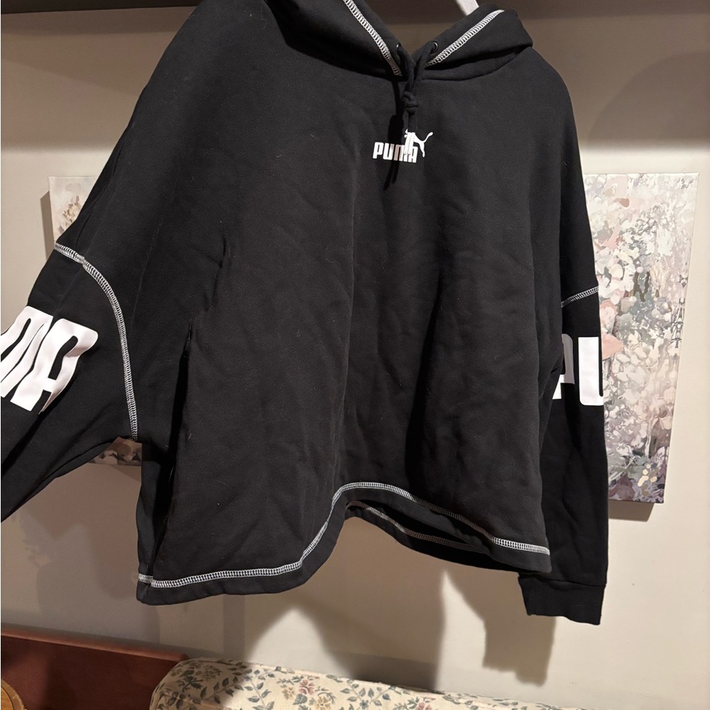 PUMA Black Cropped Hoodie
